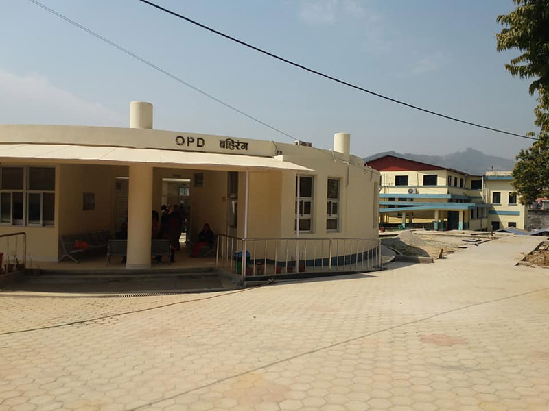 Newly constructed OPD building of Dhading District Hospital. Photo: Keshav Adhikari/THT