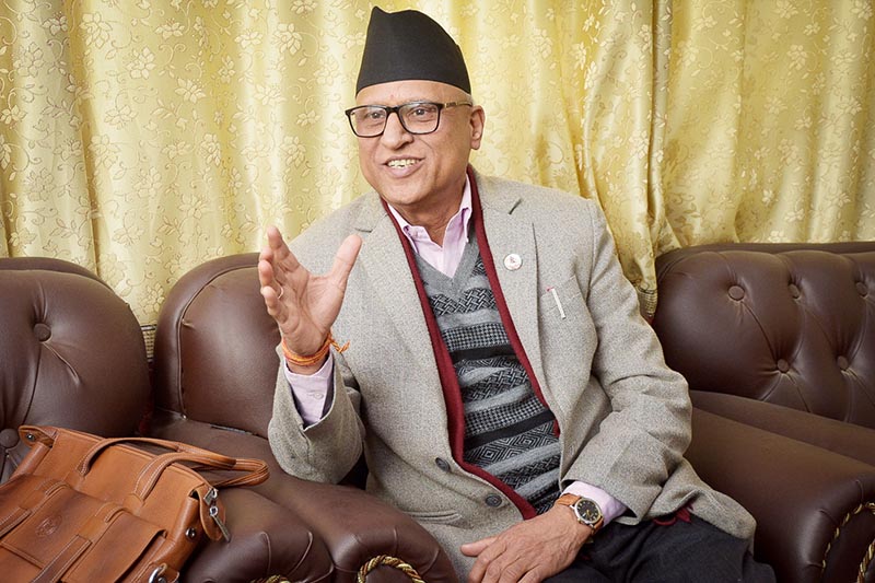 Interview with Nepali Congress lawmaker Dilendra Prasad Badu, in Kathmandu, on Friday , February 22, 2019. Photo: Naresh Krishna Shrestha/THT