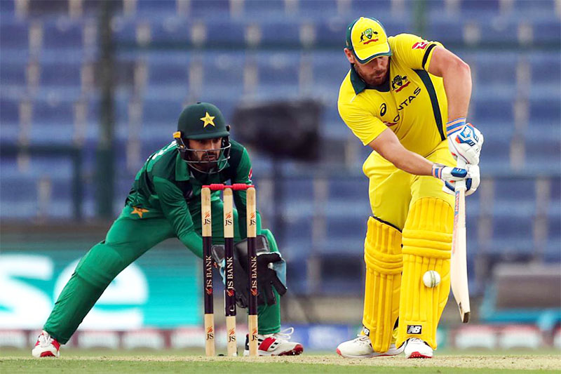 Australia's Glenn Maxwell tries to play a shot against Pakistan during third ODI in Sharjah. Courtesy: ICC