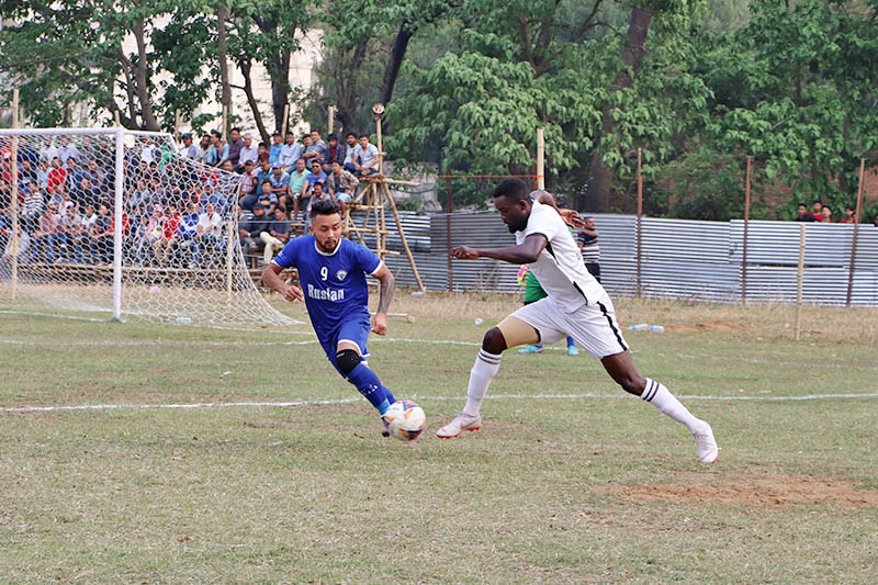 Players in action during Martyr's memorial gold cup in Hetauda. Photo: Prakash Dahal