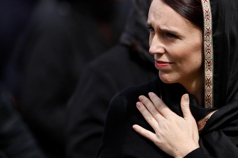 New Zealand's Prime Minister Jacinda Ardern leaves after the Friday prayers at Hagley Park outside Al-Noor mosque in Christchurch, New Zealand March 22, 2019. Photo: Reuters
