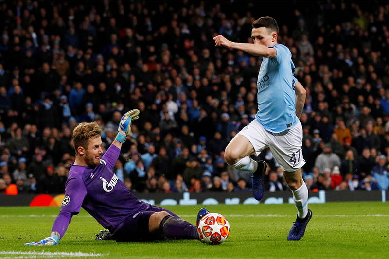 Manchester City's Phil Foden scores their sixth goal. Photo: Reuters