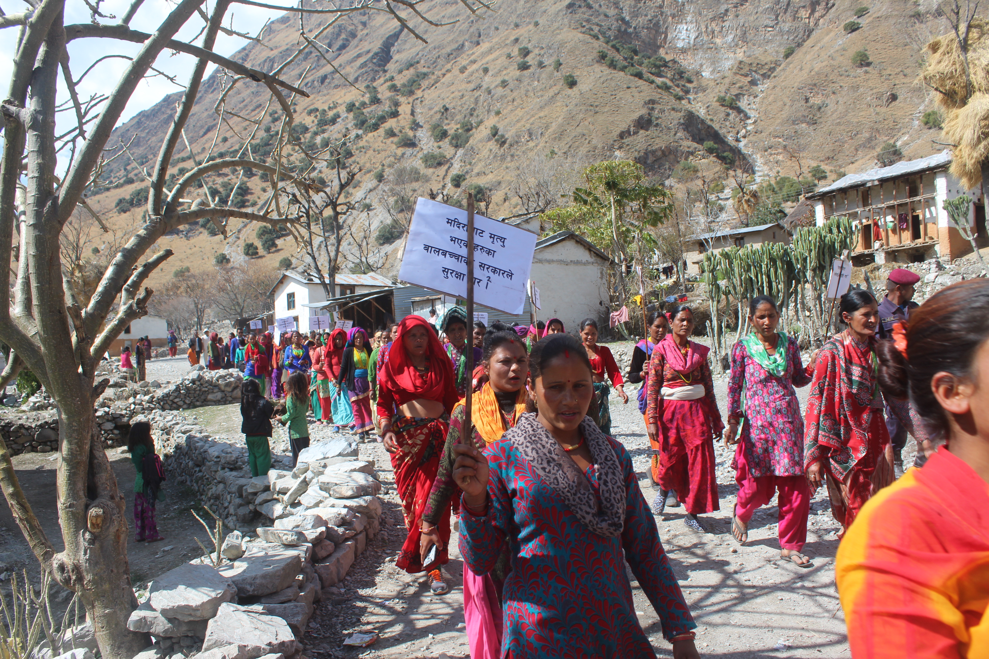 Local women take part in a protest rally against alcohol abuse on Sunday, March 10, 2019. Photo: Prakash Singh/THT