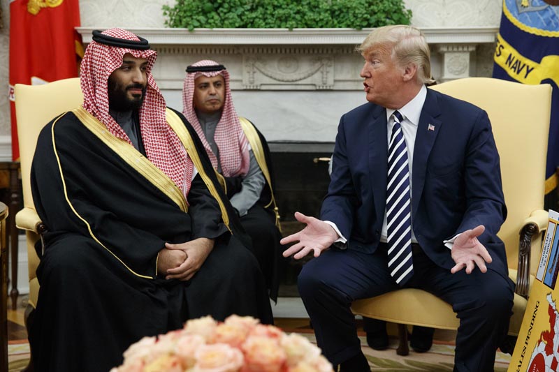 FILE: In this March 20, 2018, file photo, President Donald Trump meets with Saudi Crown Prince Mohammed bin Salman in the Oval Office of the White House in Washington. Photo: AP/ File
