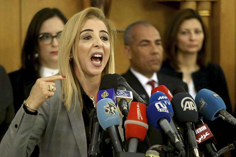 New interim Tunisia's Health Minister Sonia Ben Sheikh gives press conference in Tunis, Monday, March 11, 2019. Photos: AP