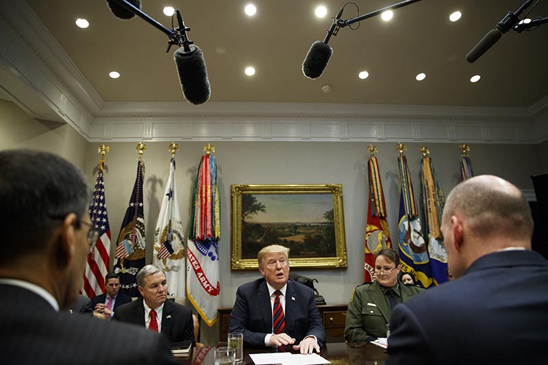 President Donald Trump speaks during a briefing on drug trafficking at the southern border in the Roosevelt Room of the White House, Wednesday, March 13, 2019, in Washington. Photo: AP
