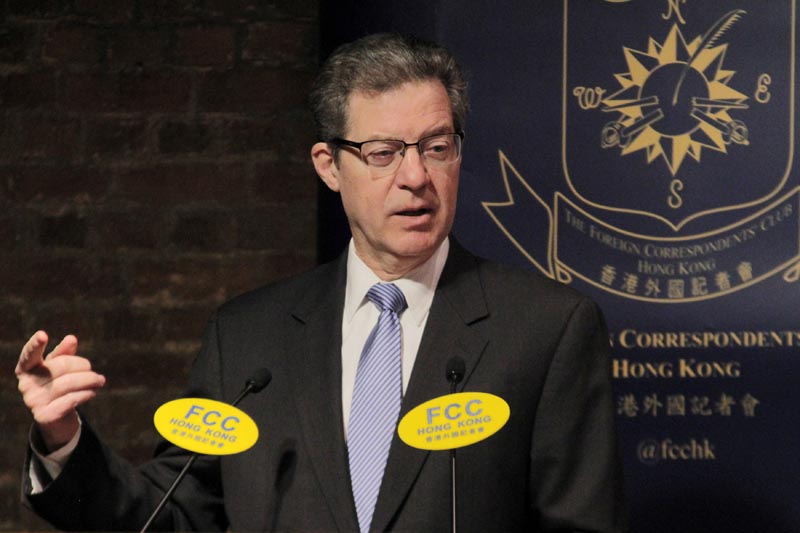 Sam Brownback, US ambassador for International Religious Freedom, speaks at the Hong Kong Foreign Correspondents' Club in Hong Kong, China, March 8, 2019. Photo: Reuters