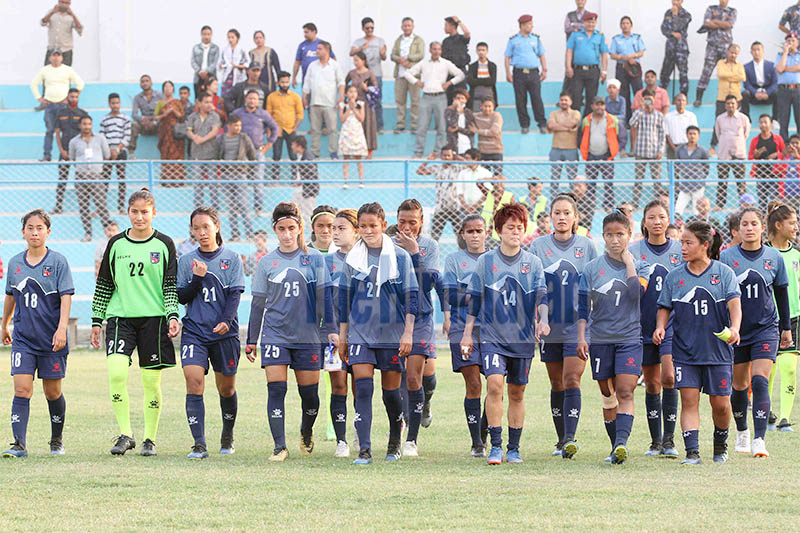 Nepali players look dejected after losing final match to India. Photo: Udipt Singh Chhetry/THT