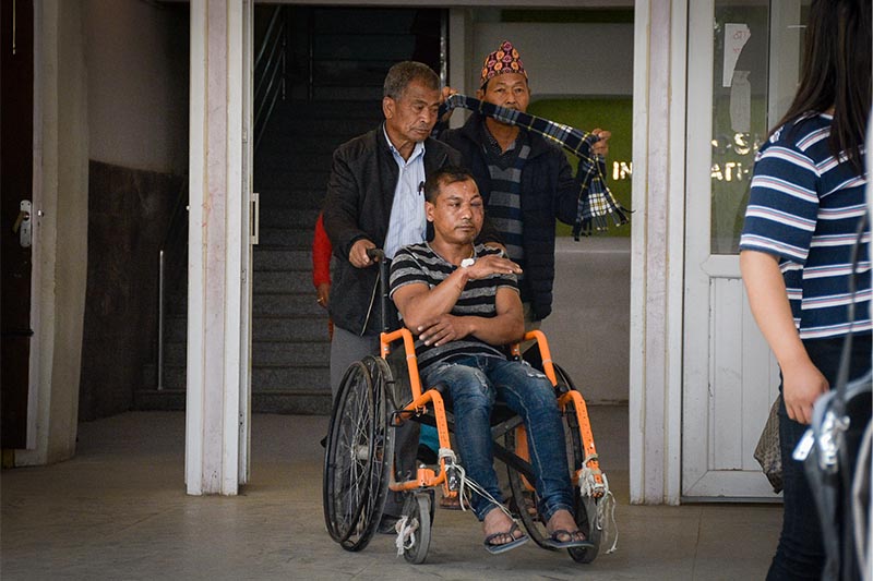 A patient returning from Bir Hospital without getting treatment as doctorsu2019 strike continues in Kathmandu, on Monday, April 8, 2019. Photo: Naresh Krishna Shresta/THT
