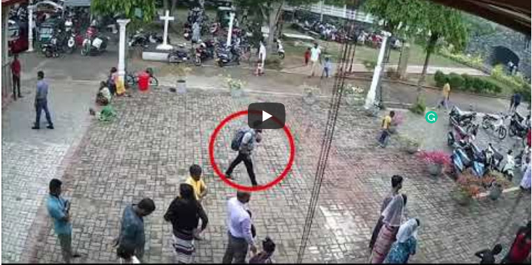 A screenshot of CCTV footage showing the suspected suicide bomber entering the premises of St Sebastian Church in Negombo, Sri Lanka. The footage was made public by the Sri Lankan Police, on Tuesday, April 23, 2019.