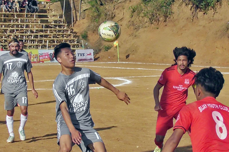 Players in action during Panchthar Gold Cup in Phidim today. Photo: Laxmi Gautam/THT