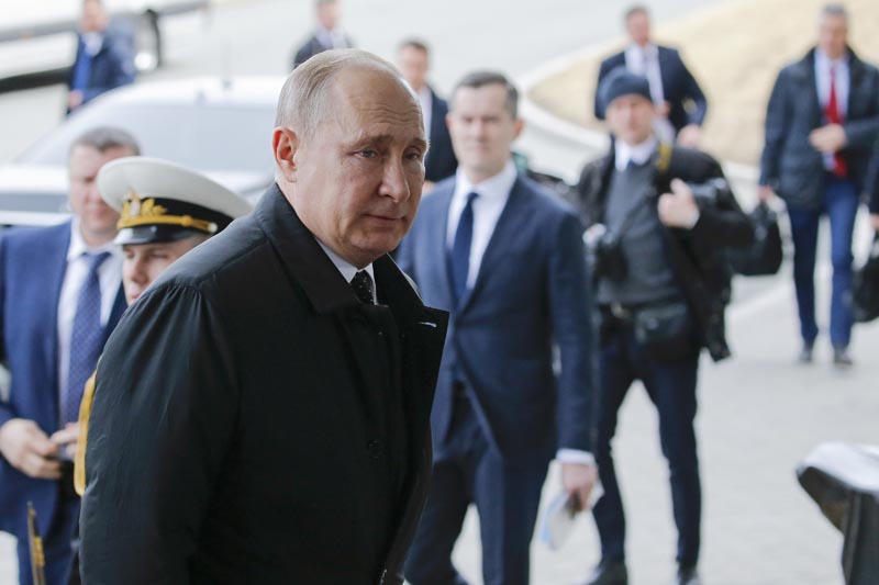 Russian President Vladimir Putin arrives to meet with North Korea's leader Kim Jong Un in Vladivostok, Russia, Thursday, April 25, 2019. Photo: AP