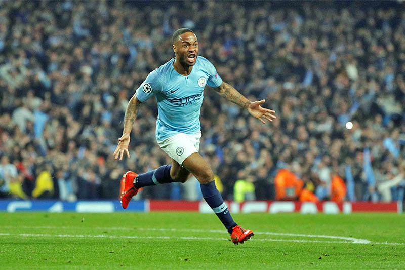 Manchester City's Raheem Sterling celebrates a goal that is later disallowed. Photo: Reuters