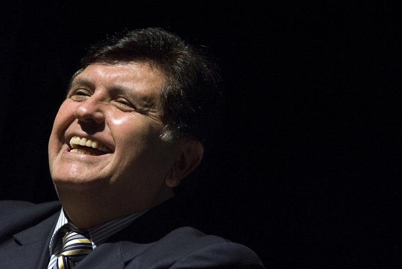 FILE - In this September 18, 2008 file photo, Peru's President Alan Garcu00eda smiles during the opening ceremony of Expo Peru 2008 in Sao Paulo, Brazil. Photo: AP