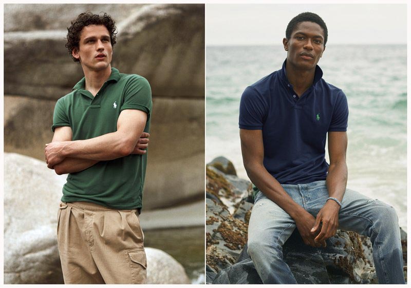 This combination of photos released by Ralph Lauren shows Polo shirts made from recycled plastic bottles. Photo: Ralph Lauren via AP