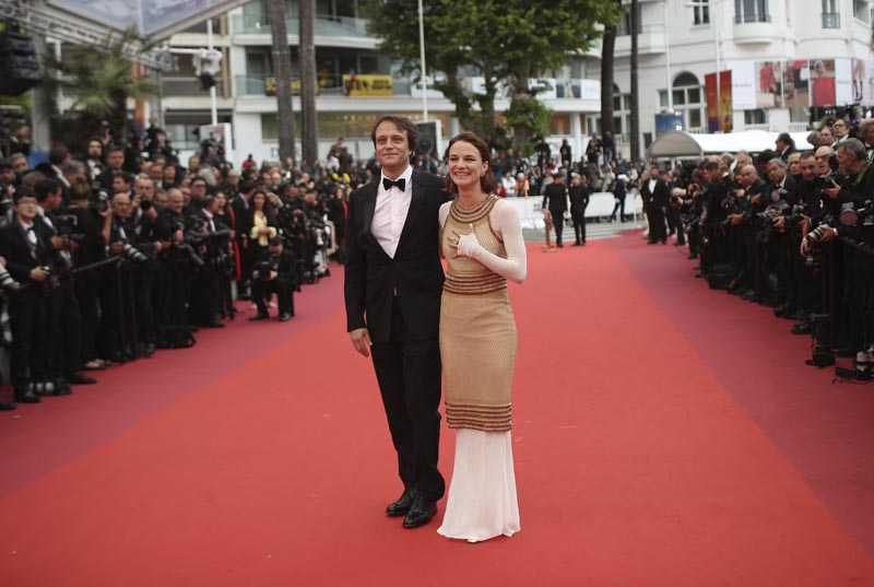 Actors August Diehl (left) and Valerie Pachner pose for photographers upon arrival at the premiere of the film 'A Hidden Life' at the 72nd international film festival, Cannes, southern France, Sunday, May 19, 2019. Photo: AP