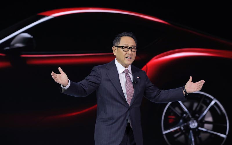 FILE: President of Toyota Motor Corporation Akio Toyoda speaks during the unveiling of the 2020 Toyota Supra during the North American International Auto Show in Detroit, Michigan, US, January 14, 2019. Photo: Reuters/file