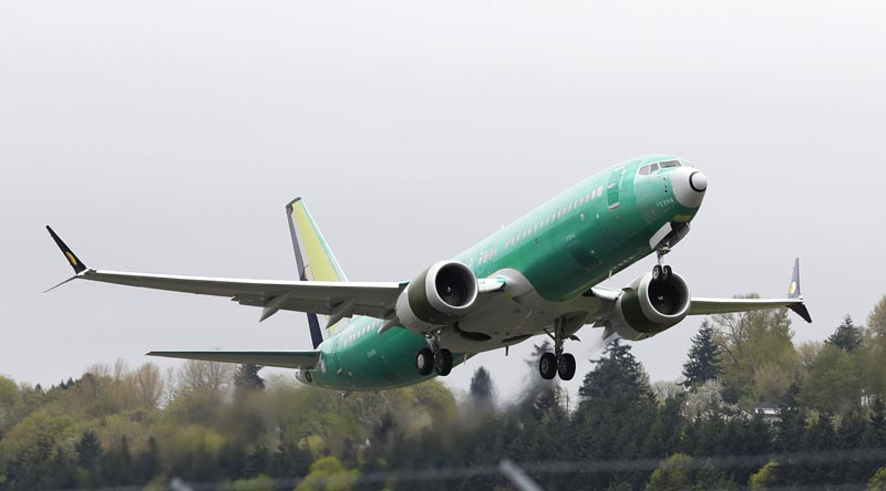 FILE: In this Wednesday, April 10, 2019 file photo, a Boeing 737 Max 8 airplane being built for India-based Jet Airways, takes off on a test flight at Boeing Field in Seattle. Photo: AP