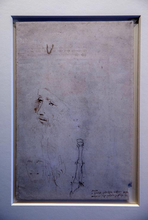 In this photo taken on Tuesday, April 30, 2019, a drawing which has been recently confirmed as a portrait of Leonardo Da Vinci and forms part of the Royal Collection, at Windsor Castle in Windsor, England. Photo: Steve Parsons/PA via AP