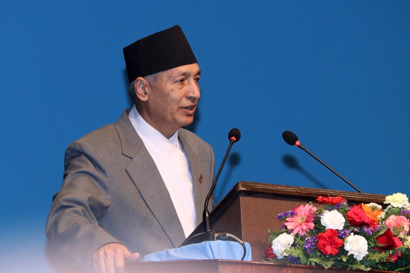 Finance Minister Yuvaraj Khatiwada presenting the budget for fiscal year 2019/20, at the Federal Parliament, in Kathmandu, on Wednesday, May 29, 2019. Photo: RSS