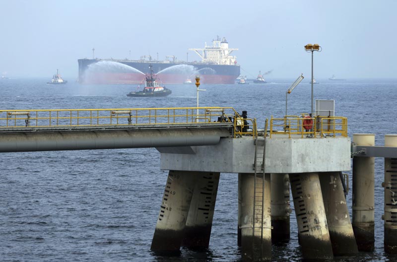 FILE: In this September 21, 2016 file photo, an oil tanker approaches to the new Jetty during the launch of the new $650 million oil facility in Fujairah, United Arab Emirates. Photo: AP