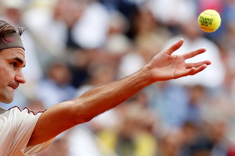 Switzerland's Roger Federer in action during his second round match against Germany's Oscar Otte during the French Open, at Roland Garros, in Paris, France,  May 29, 2019. Photo: Reuters