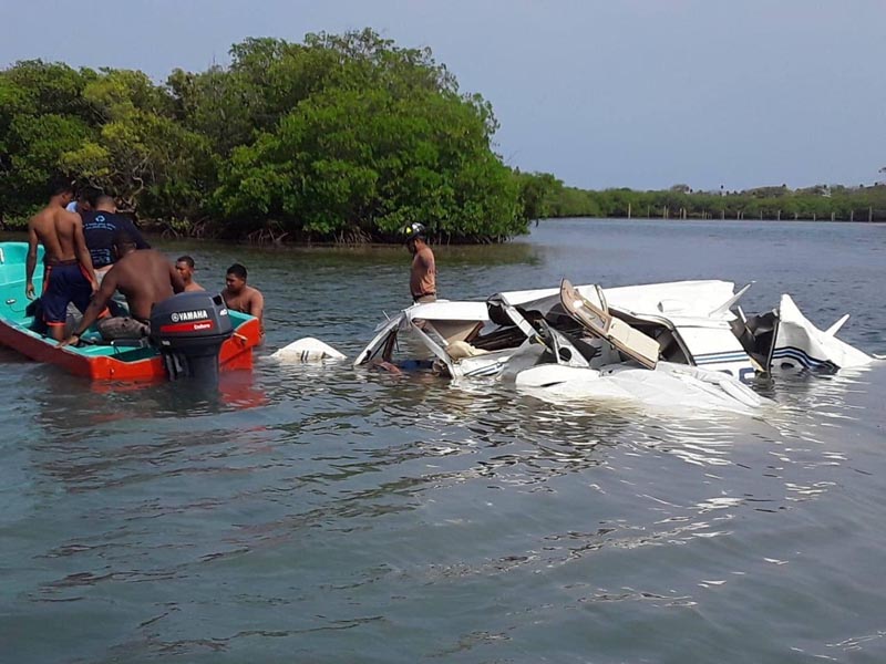 A view shows wreckage of a plane that crashed into the sea near the island of Roatan, Honduras, May 18, 2019, in this picture obtained from social media. Photo; Honduras Fire Department/via Reuters