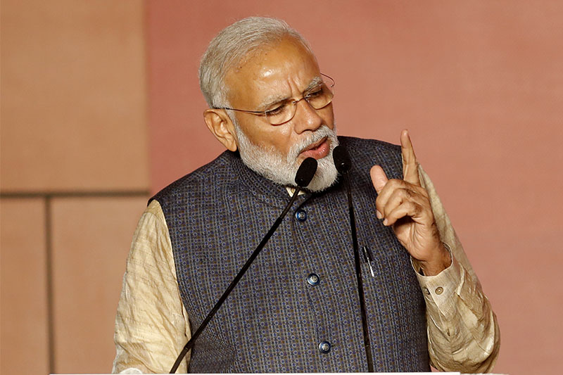 Indian Prime Minister Narendra Modi delivers his speech after the election results in New Delhi, India, May 23, 2019. Photo: Reuters
