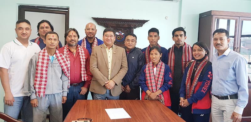 A seven-member Nepali badminton team leaves for China on Friday, May 17, 2019, to participate in the Total BWF Sudirman Cup slated for May 19-26 in Nanning
