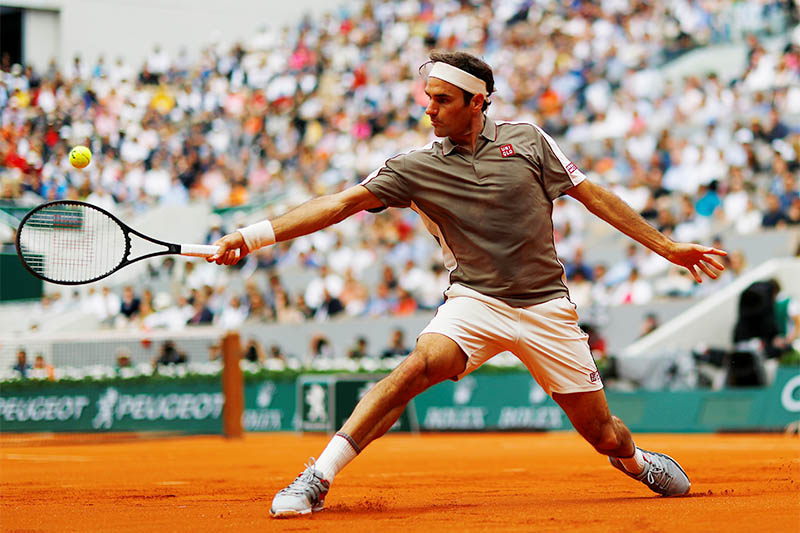 Switzerland's Roger Federer in action during his first round match against Italy's Lorenzo Sonego. Photo: Reuters