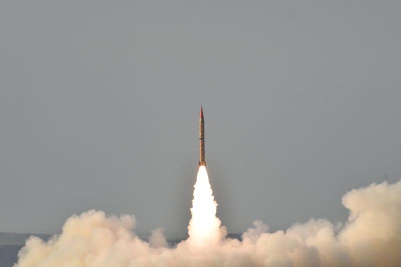 Shaheen II, surface-to-surface ballistic missile, according to Pakistan capable of delivering conventional and nuclear weapons at a range of up to 1500 miles, during a training launch in this handout photo released by Inter Services Public Relations (ISPR) on May 23, 2019. Photo: Inter Services Public Relations (ISPR)/Handout via Reuters.