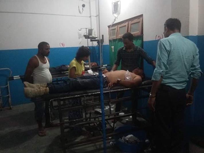 Those injured in Siraha bus-truck collision being treated at a local health facility. Photo: Aashish BK/THT