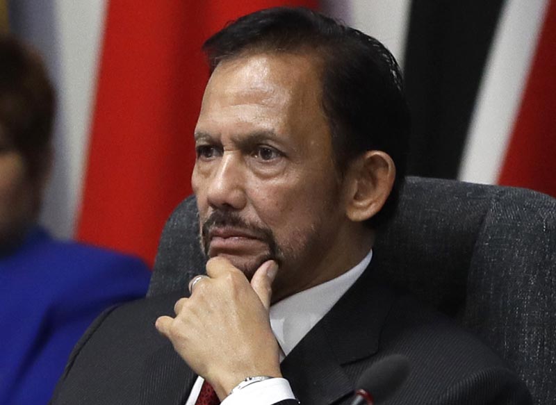 FILE: In this April 19, 2018, file photo, the Sultan of Brunei Hassanal Bolkiah listens during the first executive session of the CHOGM summit at Lancaster House in London. Photo: AP