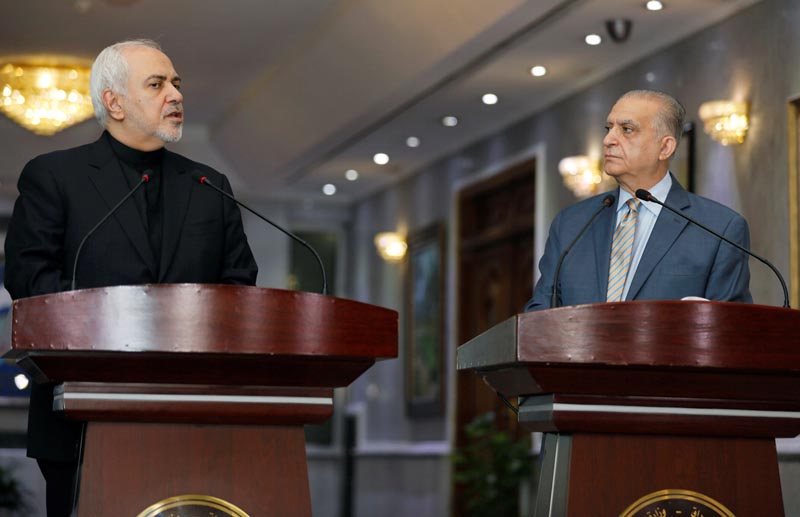 Iranian Foreign Minister, Mohammad Javad Zarif, speaks during a news conference with Iraqi Foreign Minister Mohamed Ali Alhakim in Baghdad, Iraq May 26, 2019. Photo: Reuters