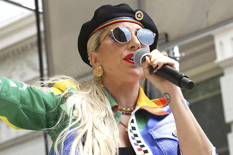Lady Gaga participates in the second annual Stonewall Day honoring the 50th anniversary of the Stonewall riots, hosted by Pride Live and iHeartMedia, in Greenwich Village on Friday, June 28, 2019, in New York. Photo: AP