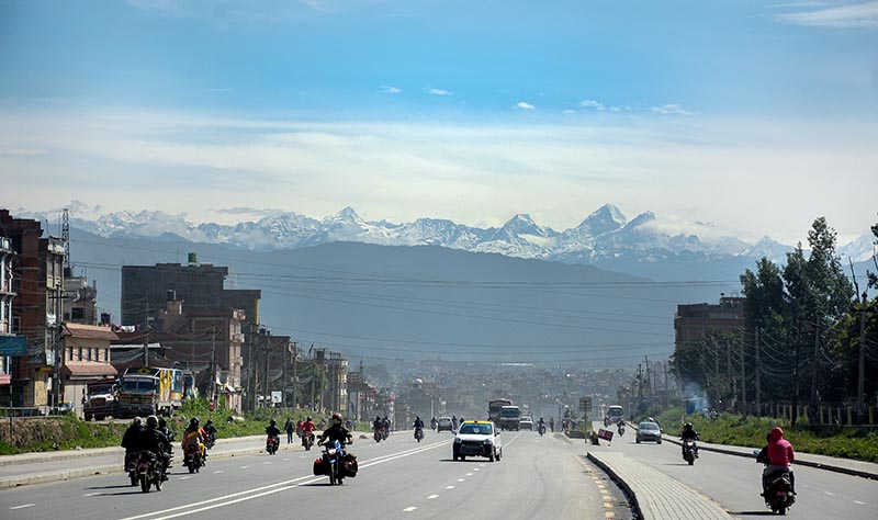 Strong winds that wreaked havoc in the western part of Nepal hit Kathmandu valley in the wee hours of Friday, clearing the sky and offering a spectacular view of mountains surrounding the valley, in Lalitpur, on Friday, June 7, 2019. Photo: Naresh Shrestha/THT