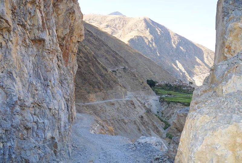 A view of an under-construction road section along the Karnali Corridor, in Himali Rural Municipality, Bajura, on Tuesday, June 4, 2019. Photo: THT