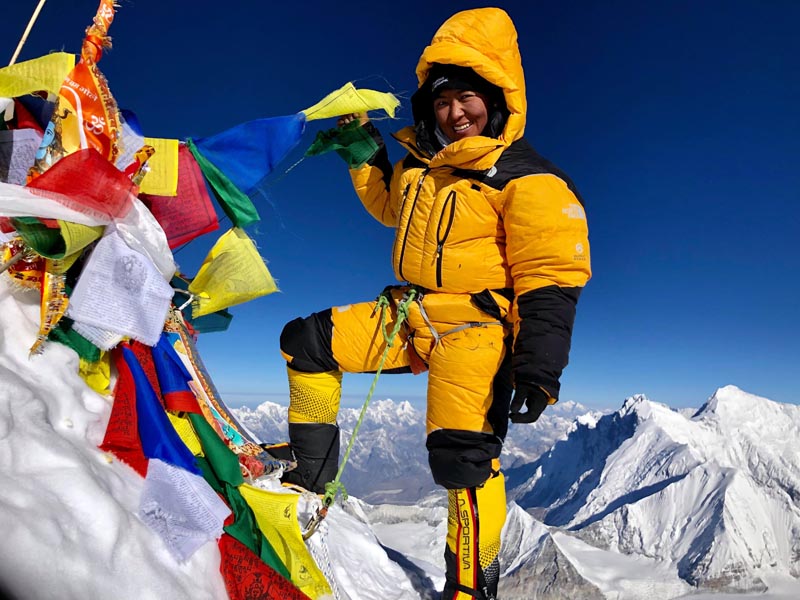 Dawa Yangzum Sherpa on top of Mt Makalu. Courtesy: Dawa Yangzum