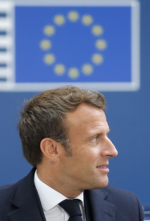 French President Emmanuel Macron arrives for an EU summit at the Europa building in Brussels, Thursday, June 20, 2019. Photo: Julien Warnand, Pool Photo via AP