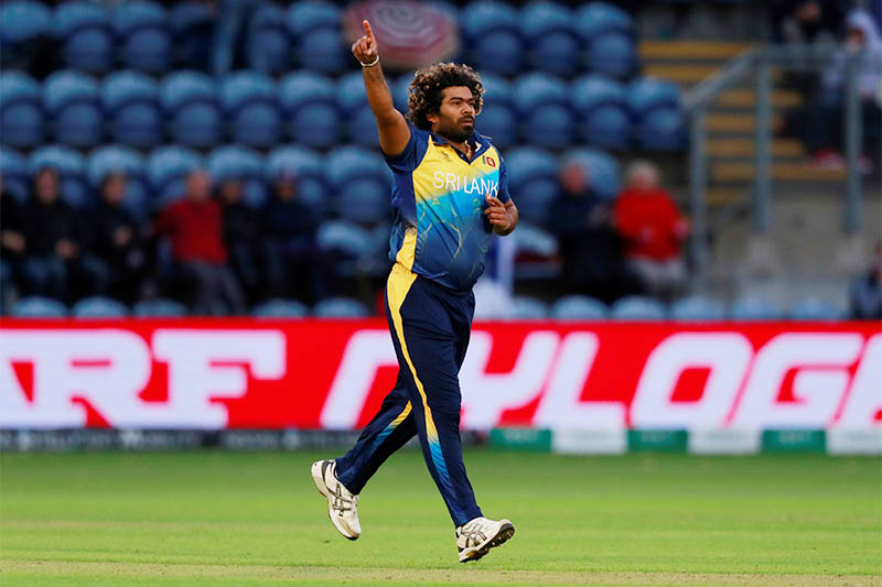 Sri Lanka's Lasith Malinga celebrates after taking a wicket. Photo: Reuters