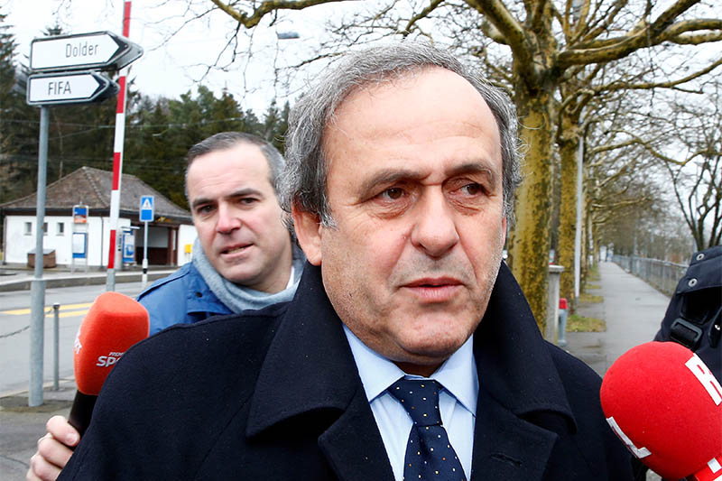 FILE PHOTO: UEFA President Michel Platini arrives at the FIFA headquarters in Zurich, Switzerland February 15, 2016. Photo: Reuters