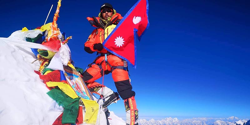 Mingma Dorchi Sherpa on top of Mt Makalu. Photo Courtesy: Mingma Dorchi Sherpa