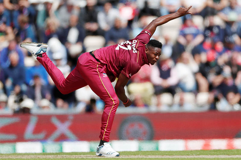 West Indies Oshane Thomas in action. Photo: Reuters
