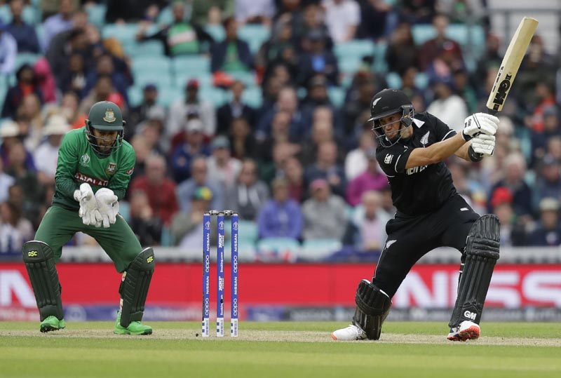 New Zealand's Ross Taylor plays a shot during the World Cup cricket match between Bangladesh and New Zealand at The Oval in London, Wednesday, June 5, 2019. Photo: AP