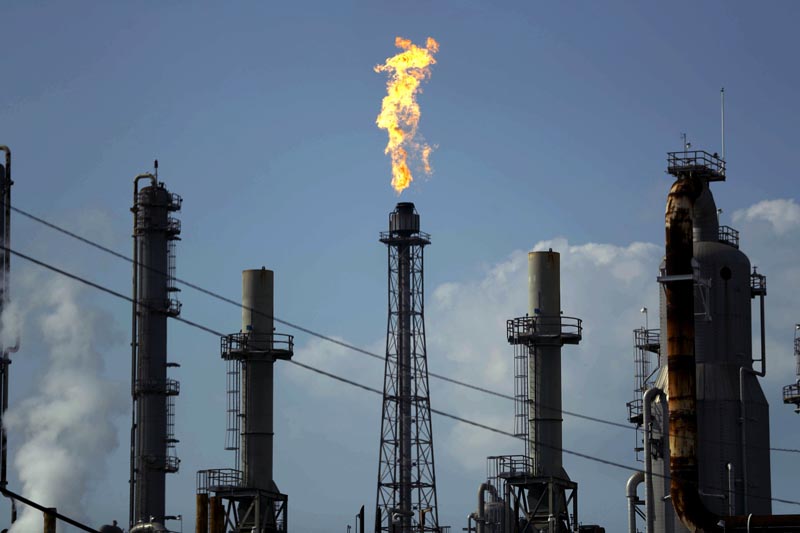 FILE - In this Thursday, August 31, 2017, file photo, a flame burns at the Shell Deer Park oil refinery in Deer Park, Texas. Photo: AP