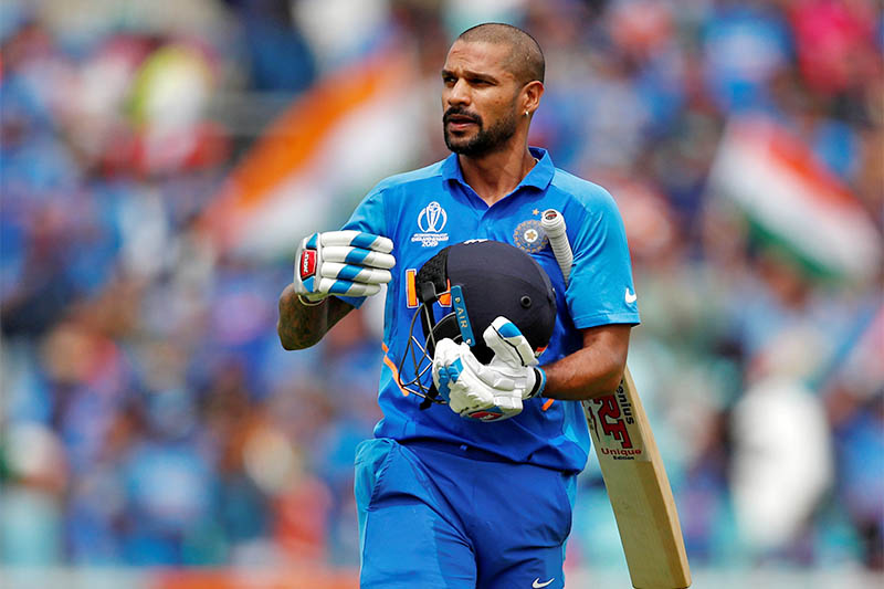 India's Shikhar Dhawan reacts after losing his wicket. Photo: Reuters