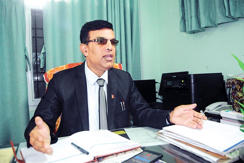 Interview with Vijay Kumar Datta Chairperson of Madhesi Commission, in Lalitpur, on Thursday, June 20, 2019. Photo: Balkrishna Thapa Chhetri/THT