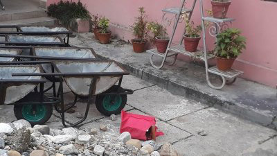 A suspicious object, discovered to be a pressure cooker bomb, found inside the premises of Triyuga Municipality, in Udayapur district, on Friday, June 21, 2019. Photo: Shyam Rai/THT