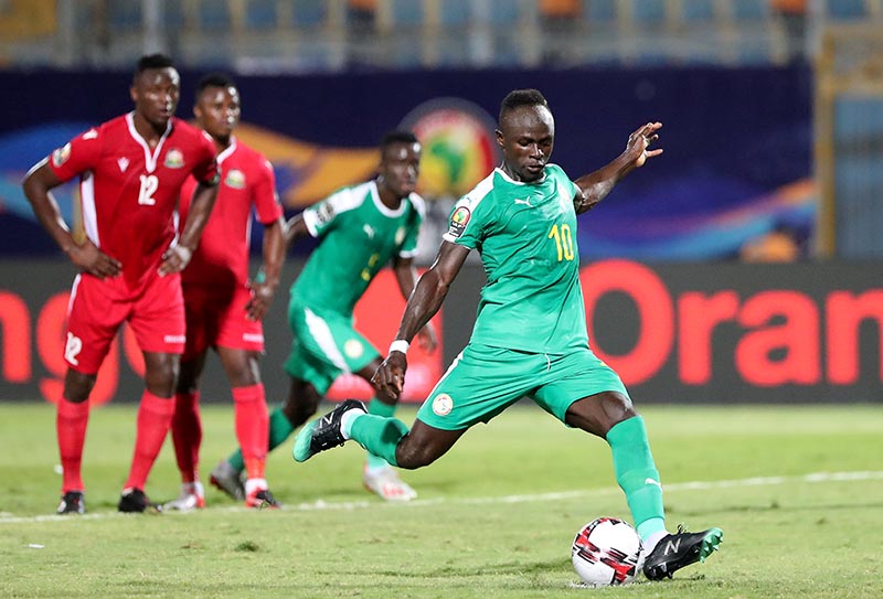 Senegal's Sadio Mane misses a penalty during the Africa Cup of Nations 2019 Group C match between Kenya and Senegal, at 30 June Stadium, in Cairo, Egypt, on July 1, 2019. Photo: Reuters