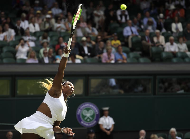 United States' Serena Williams serves to Italy's Giulia Gatto-Monticone in a Women's singles match during day two of the Wimbledon Tennis Championships in London, Tuesday, July 2, 2019.  Photo: AP